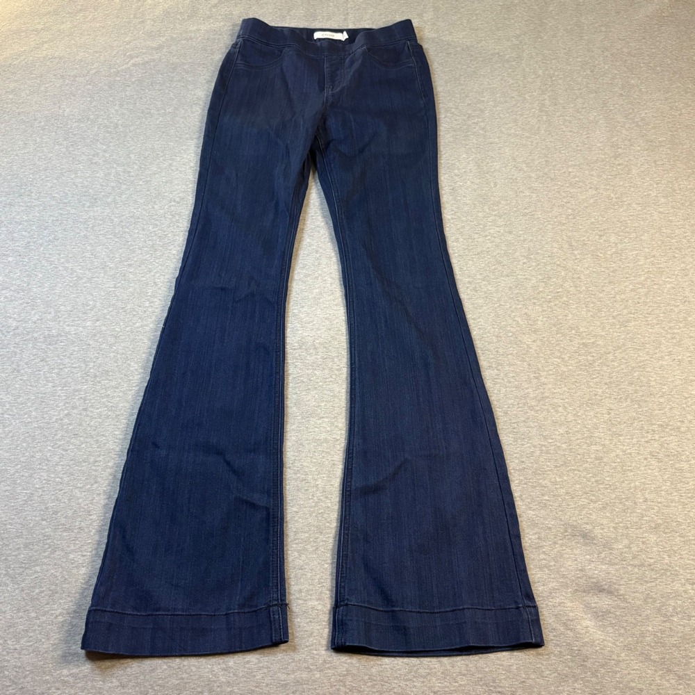 Cello Womens Dark Wash Pull On Flare Jeans Small Mid Rise Stretch